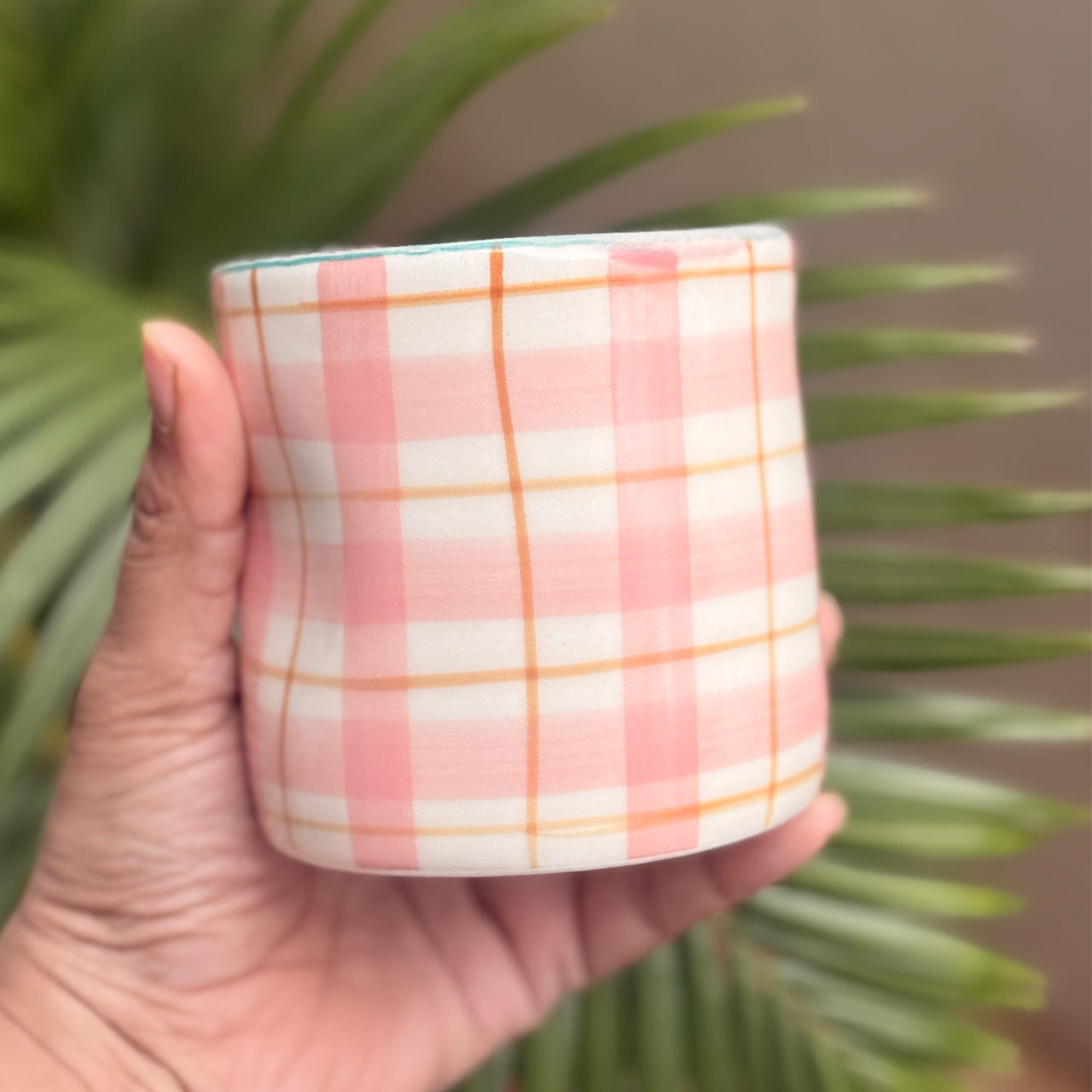 Pink Gingham Mug - Single